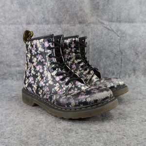 Dr Martens Shoes Girls 2 Boot Combat Delaney 1460 Floral Zip Leather Lace Up Kid